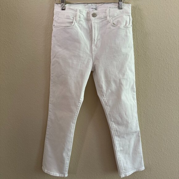 Frame Le High Ankle Straight Leg Jeans White Blanc Women's Size 29 - Picture 1 of 10